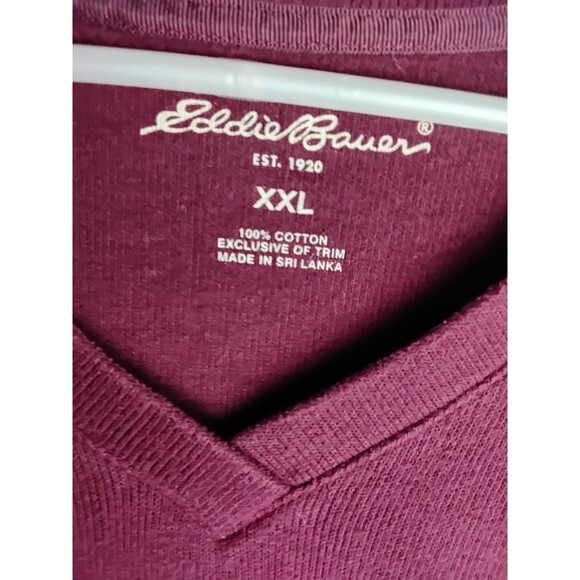 Eddie Bauer Burgundy Maroon Women's V-neck Sweater Sweatshirt XXL Cotton Stretch - Picture 2 of 4
